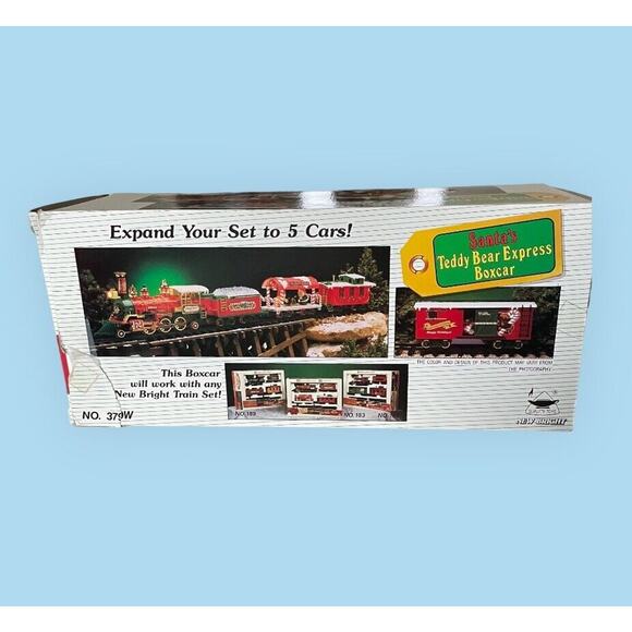 Vintage 1993 New Bright Quality Toys Santa Teddy Bear Express Boxcar Train Car - Picture 7 of 14